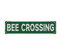 Metal Aluminum Tin Sign - Vintage Metal Tin Sign Bee Crossing Vintage Retro For Home Decor | 4X16 Inch