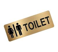 METAL Aluminum Tin Toilet Sign Unisex Logo Brushed GOLD Lavatory Restroom Door Notice Office Shop Home Warehouse School 200x75mm MS2