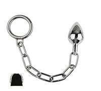 Metal Anal Butt Plug with Penile Cock Ring Anus Dilator Anal Trainer Beads Safety Chain Prostate Massage Sex Inserting Toys Clitoral G-Spot Stimulator for Women Men Couple