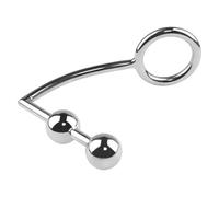 Metal Anal Hook Male Chastity Cock Ring with Anal Plug Balls Butt Plug Adultos Sex Toys for Men Strap On Prostate Massager Tool(A-45mm Ring)