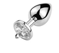 Metal Anal Plug Anal Trainer 6.4cm/ 2.52in Butt Plug with Clear Crystal Jewel Prostate Massage Anal Dilator for Men Women Fetish Kinky Sex Toys Love Tools for Couple Lover