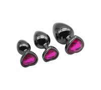 Metal Anal Plug Butt Plug Training Set Luxury Metal Butt Toys Heart Shaped Anal Trainer Jewelled Anal Butt Pugs Pure Pleasure in 3 Sizes, Adult Sex Toys Anal Plugs for Woman Men Sex Gifts, Purple