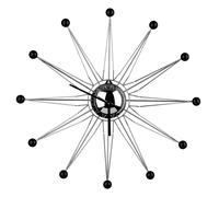 Metal and Black Plastic Balls Clock, Silent Wall Clock, Analogue Timepiece For Mantle, Decorative Accent Premier Housewares Silver One Size