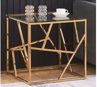 Metal And Glass Square End Or Side Table Comfy Living Ltd Gold 1 Pack