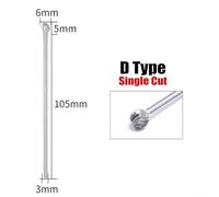 Metal and Non Metal Rotary Cutting Burrs, Single Cut Design, 3mm Shank Diameter, High Durability Alloy Steel, 105mm Total Length (D)