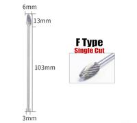 Metal and Non Metal Rotary Cutting Burrs, Single Cut Design, 3mm Shank Diameter, High Durability Alloy Steel, 105mm Total Length (F)