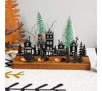 Metal and Wooden Christmas Candle Tray with Wooden Holders, Suitable for Advent Decoration to Create Festive and Cozy Holiday Ambiance (SDZT-34L)