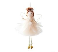 Metal Angel Doll Ornament 17cm Wire Wings(For champagne-) | Delicate tulle skirt, wire wing details, for whimsical fairy silhouette, festive home decor, 17cm height
