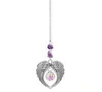 Metal Angel Wings Sun Catcher - Rainbow Reflection Hanging Decor for Garden, Window - Memorial Gift & Home Decoration (Silver)