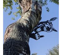 Metal Animal Sign with Finger of Honor, Peeping Middle Finger, Squirrel Doing a Finger at Bigfoot, Animal Wall Ornament, Tree Corner, Fence, Farm, Garden Decor