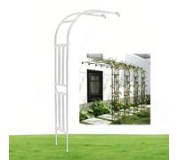 Metal Arch - 240cm Wedding Arch for Climbing Plants, Roses - 1.2/1.5/1.8/2.1/2.4/2.8m Wide (White, 240x240cm/7.8x7.8ft) - Durable Outdoor Decor