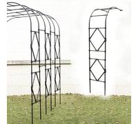 Metal Arch Trellis For Climbing Plants Garden Half-side Arch Outdoor Steel Arbor For Garden Decoration 120/150/180/220/260cm Wide 240cm High Weatherproof Black Half Stand(Black1.8M)