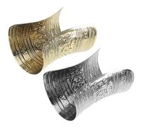 Metal Arm Cuff Bracelets Open Bracelet Set for Women 2pcs Classic Design Raised Pattern, Easy to Match and Sturdy for Fashionable Everyday Wear and Special Occasions