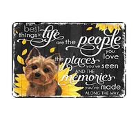 Metal Art for Outside Yorkie Sunflower The Best Things in Life are The People You Love Inspirational Decor Dog Tin Sign Chic Art Wall Metal Decor Funny Plaque Signs Gift for Room 8x12 inch