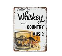 Metal Art Outdoor Country Music and Whiskey Print Country Music Gift Print Sign Print Retro Wall Decor for Cafes Office Pubs Club Metal Sign Home Decor Tin Signs 8x12 inch