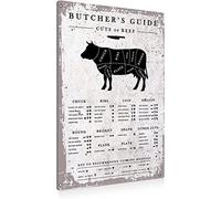Metal Art Outdoor Funny Kitchen Butcher Guide Cow Metal Tin Sign Vintage Decoration Garage Home Garden Cafes Kitchen Wall Antique Tin Signs 8x12 inch