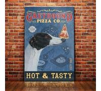 Metal Art Wall Decor for Living Room Greyhound Dog Pizza Company Sign Vintage Tin Sign Chic Art Wall Metal Decorations Funny Iron Plaque Signs Gift for Living Room Office 12x8 inch