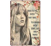 Metal Art Wall Decor Native American Metal Tin Sign Stevie Nicks to a Room with Some Lace and Paper Flowers Tin Sign Decoration Vintage Chic Metal Poster Wall Decor Art Gift 8x12 inch
