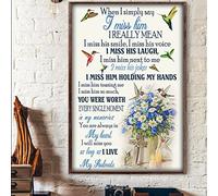 Metal Art Wall Decor Vintage Tin Sign When I Simply Say Miss Him My Heart Will You Hummingbird Heaven Signs for Bar Club Man Cave Room 8x12 inch