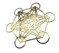 METAL ARTEM Metatron's Cube Copper Plate - 4 Inch Gold-Plated Sacred Geometry Ornament, Ideal for DIY Projects and Spiritual Energy Decor
