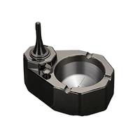 Metal Ashtray with Refillable Lighter and Permanent Matches, Multifunctional Desktop Ashtray for Home or Office Use