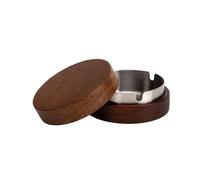 Metal Ashtray with Wooden Lid, Windproof Smell Proof Indoor and Outdoor Cigarette Ashtrays, Stainless Steel Lined, Portable Garden Ashtray for Home, Office, Patio
