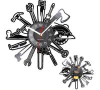 Metal Auto Repair Mechanic Tools Wall Clock-Record Clock, Stylish Living Room Quiet Wall Time Teller | Silent No-Ticking - Perfect For Garage, Workshop, Auto Repair, Man Cave, Office |