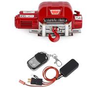 Metal Automatic Winch Wireless Remote Controller System for 1:10 RC Crawler Car Axial SCX10 90046 TRX4 Redcat (Red)