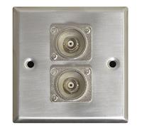 Metal AV Wall Plate with 2 x BNC Sockets