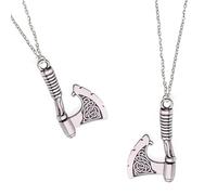 Metal Axe Necklace Viking Medieval Battle Chain Celtic Norse Silver Gift Odin Pendant Charm Accessory Chopping Wood Novelty Sword Jewellery