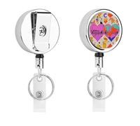 Metal Badge Reel Badge Holders with Belt Clip,Music Symbols Love ID Name Retractable Badge Clip for Teacher Nurse