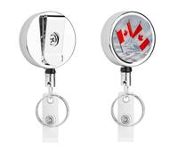 Metal Badge Reel Badge Holders with Belt Clip,Small Canadian Flags ID Name Retractable Badge Clip for Teacher Nurse
