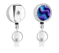 Metal Badge Reel Badge Holders with Belt Clip,Wavy Purple ID Name Retractable Badge Clip for Teacher Nurse