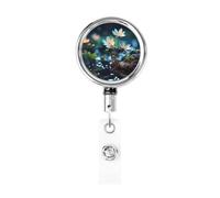 Metal Badge Reels Retractable with Alligator Clip Keychain Id Badge Holder There are Different Little Flowers Id Name Card Holders for Office Worker Doctor Nurse