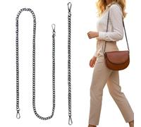Metal Bag Chain Black 2 PCS, 120CM and 40CM Handbag Strap Handles, Purse Replacement Chain with Buckles, Metal Straps Extender for Women's DIY Clutch, Wallet, Shoulder, Cross Body Bag, Craft Making