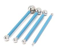 Metal Ball Baking Fondant Cake Tools, 4PCS Fondant Cake Pan Clay Sculpting Tools Cake Decorating Clay Flower Sugar Craft Ball Model Double Ended Metal Ball Tools