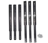 Metal Ball Bearing Cabinet Drawer Slides, Side Mount Drawer Runners, 2 Section Extension Rail Black, 3 Pairs, for Office, Cabinets Furniture, Closets, Kitchens, Keyboard Slider