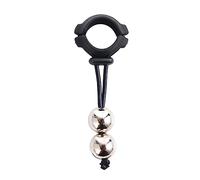Metal Ball Cock Ring Heavy Weight Stretcher Man Silicone Penis Cock Ring for Enlargement Extender Pull Exercise Male Sex Toy (25mm+Two Balls)