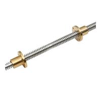 Metal ball screw nut T12 Screw Right-Left Thread Lead 2mm Trapezoidal Rod With Nut For 3D Printer Stainless Steel(450mm with nut)