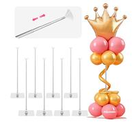 Metal Balloon Stands for Table, Adjustable Height 15.75 Inch to 33 Inc Reusable Table Balloon Stand Kit for Tabletop Centerpiece Party Decorations (8 Pack)