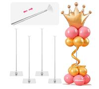 Metal Balloon Stands for Table, Adjustable Height 15.75 Inch to 33 Inch Reusable Table Balloon Stand Kit for Tabletop Centerpiece Party Decorations (4 Pack)
