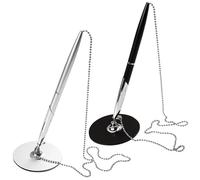 Metal Ballpoint Pens Vertical Table Style Comfortable Hand Feeling 2pcs with Chain Fixed on Table for Business Negotiations and Hotels