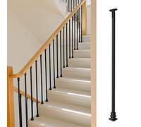 Metal Balusters Spindle For Staircase Villa Hotel, Modern Black Square Step Railing Post/ Deck Stairs Guardrail, With Adjustable Brackets & Complete Kit, Floor Face Mount,1 Pack,H 80cm/31.5 in