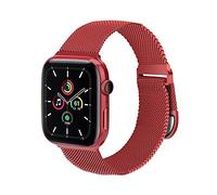 Metal Band Compatible with Apple Watch Bands 38mm 40mm 41mm 42mm 44mm 45mm 46mm 49mm Ultra 3/2/1, Stainless Steel Milanese Mesh Loop Magnetic Strap For iWatch Series 11 10 9 8 SE 7 6 5 4 3 2 1 (1 Red