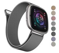 Metal Band Compatible with Fitbit Sense 2 /Sense Bands/Versa 4 / Versa 3 Bands Women Men, Stainless Steel Mesh Loop Strap for Fitbit Sense 2/Sense/Versa 4/Versa 3 Smart Watch (Small,Space Gray)