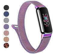 Metal Band for Fitbit Luxe Bands Women Men, Stainless Steel Mesh Loop Adjustable Magnetic Wristband Replacement Strap Compatible with Fitbit Luxe Fitness and Wellness Tracker, Colourful, 5.9-8.6