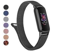 Metal Band for Fitbit Luxe Bands Women Men, Stainless Steel Mesh Loop Adjustable Magnetic Wristband Replacement Strap Compatible with Fitbit Luxe Fitness and Wellness Tracker, black, 5.9-8.6 inches