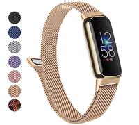 Metal Band for Fitbit Luxe Bands Women Men, Stainless Steel Mesh Loop Adjustable Magnetic Wristband Replacement Strap Compatible with Fitbit Luxe Fitness and Wellness Tracker, Rose Gold, 5.9-8.6