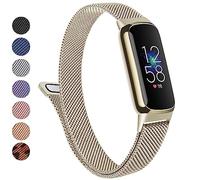 Metal Band for Fitbit Luxe Bands Women Men, Stainless Steel Mesh Loop Adjustable Magnetic Wristband Replacement Strap Compatible with Fitbit Luxe Fitness and Wellness Tracker (Champagne Gold)