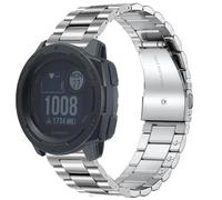 Metal Band for Garmin Instinct 1/2 Solar Watch Bands, Instinct 3 45mm Solid Stainless Steel Replacement Wristband Strap Men for Garmin Instinct Tactical/Tide/Esports/Solar, Instinct2 Silver